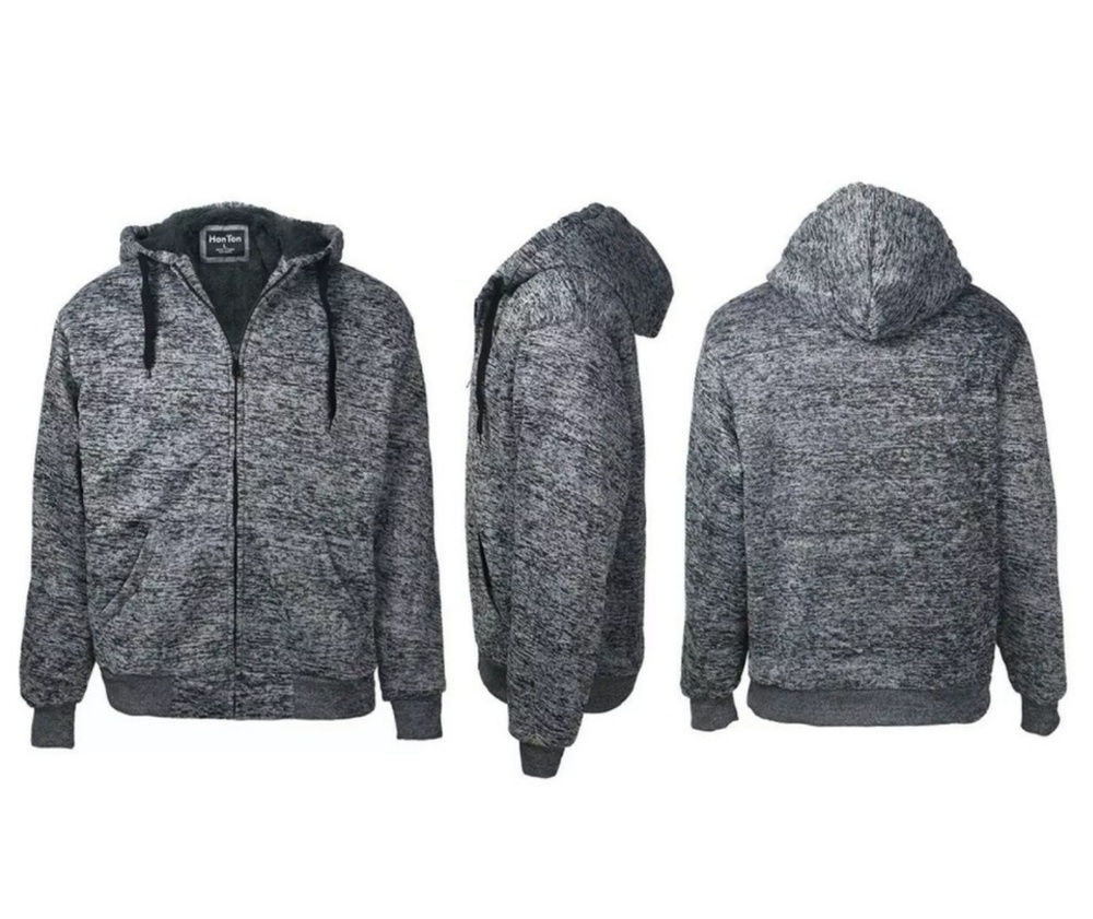 NWT HAN TON MEN'S 2XL DARK GREY LINED HOODIE